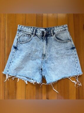 Zara Washed Light Blue Denim Cutoff Shorts